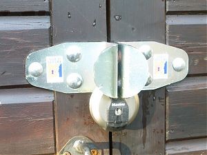 Universal Security Hasp + Master Excell M50D padlock, garden shed lock, garage lock